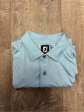 FootJoy Men's Light Blue Checked Golf Polo